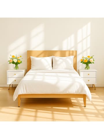 relaxdays 2 x Nachttisch in Weiß/ Gold - (B)40 x (H)41,5 x (T)32,5 cm