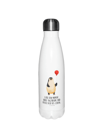 Mr. & Mrs. Panda Trinkflasche Pinguin Luftballon mit Spruch in Weiß