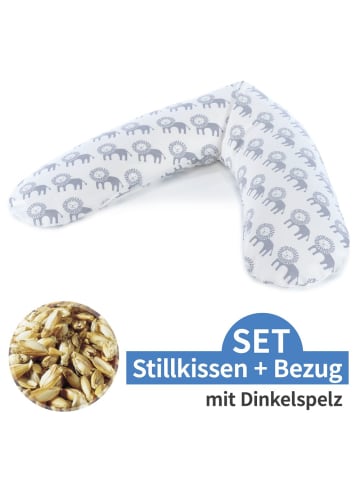 Theraline Stillkissen Das Original mit Dinkelspelz-Füllung in weiss,grau,motiv