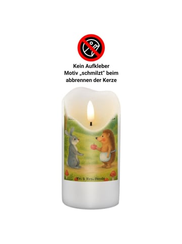 Mr. & Mrs. Panda Kerze Hase Igel Design mit Spruch in Weiß