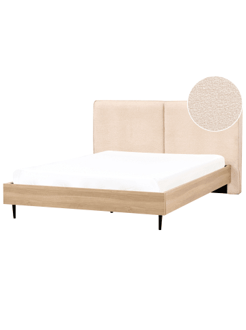 Beliani Doppelbett IZERNORE in Beige/Schwarz/Braun - (W) 207 x (H) 112 x (L) 215 cm