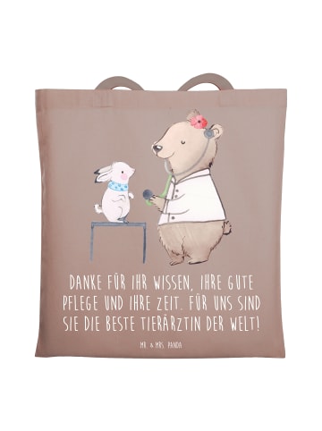 Mr. & Mrs. Panda Stoffbeutel Beste Tierärztin mit Spruch in Braun Pastell