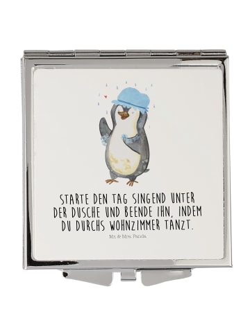 Mr. & Mrs. Panda Schminkspiegel Pinguin Duschen mit Spruch in Weiß