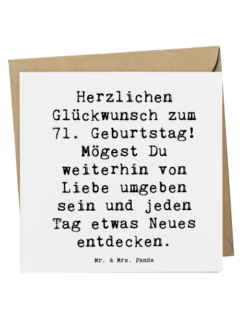 Mr. & Mrs. Panda Deluxe Karte Spruch 71. Geburtstag Freude mit S... in Weiß