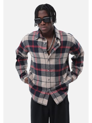 COFI 1453 Flanellhemd Kariert Hemd Holzfällerhemd in Navyblau-Beige