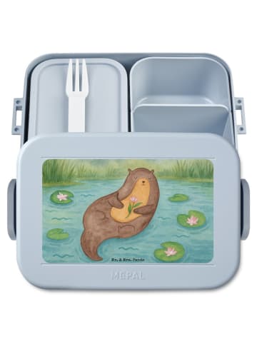 Mr. & Mrs. Panda Snackbox Otter Seerose Design ohne Spruch in Blau Pastell