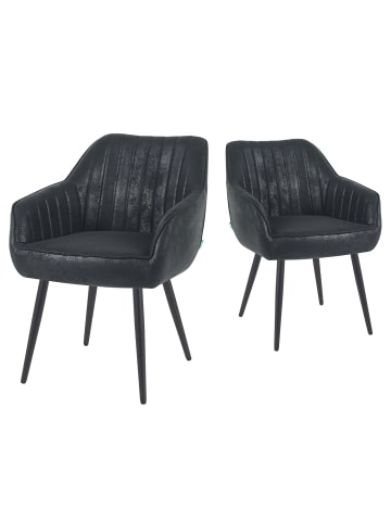 DUBI Möbel 2er-Set: Esszimmerstuhl Mika-Bela in Schwarz - (B)60 x (H)82 x  (T)61 cm