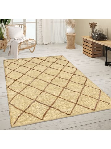 KADIMA DESIGN Jute Teppich Rauten wendbar in Creme