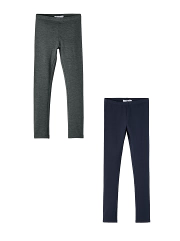name it Leggings 2er-Set Regular Fit weich bequem Basic in Grau-Blau