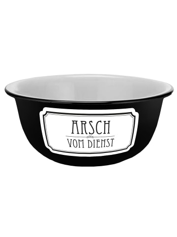 Geda Labels Müslischale Arsch vom Dienst Emaille-Optik in Schwarz - 600 ml