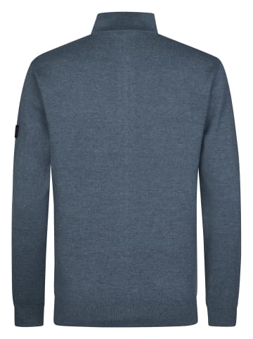 Petrol Industries Melierte Strickjacke mit Zipper ironfield in Blau