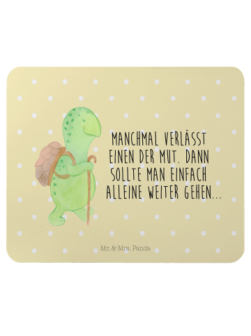 Mr. & Mrs. Panda Mousepad Schildkröte Wanderer mit Spruch in Gelb Pastell