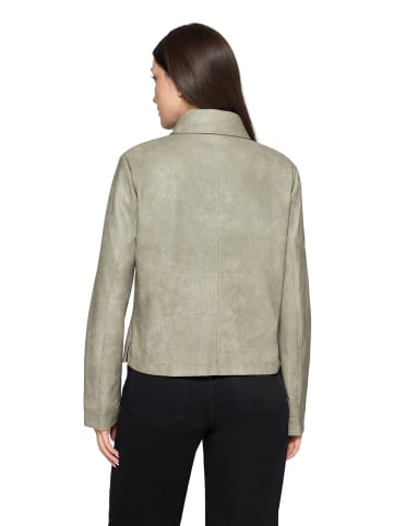 AMBER & JUNE Kunstleder-Jacke mit Kragen in khaki