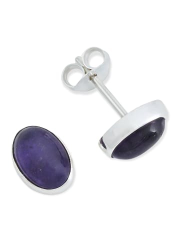 mantraroma 925er Silber - Ohrstecker (L) 8 x (B) 6 mm mit Amethyst