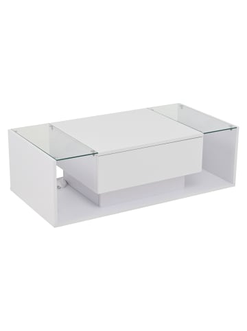 ABRIHOME Couchtisch mit 1 Schublade und LED in Weiß 100*50*31cm