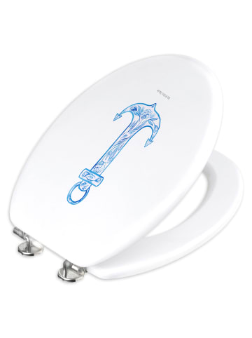 Mr. & Mrs. Panda holz wc sitz Anker Blau ohne Spruch in Weiß