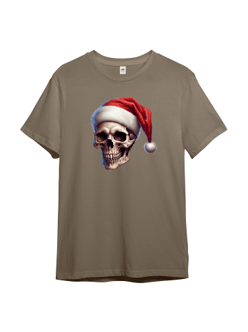 PAULGOS Herren T-Shirt, Totenkopf Weihnachten in Sand