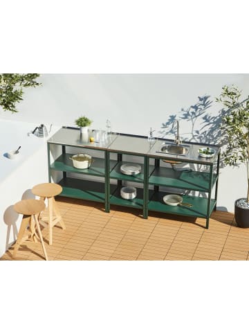 Beliani 3er-Set Gartenküche VILAMA in Grün/Silber