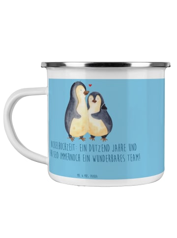 Mr. & Mrs. Panda Emaille Tasse 12. Hochzeitstag Nickelhochzeit m... in Sky Blue