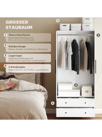 HOMCOM Kleiderschrank-79L x 43B x 180H cm-Weiß