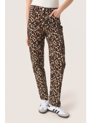 Soaked in Luxury Jeans SLTessie Gerade Passform in Beige Leopard
