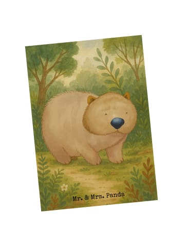 Mr. & Mrs. Panda Ansichtskarte Wombat Design ohne Spruch in Weiß