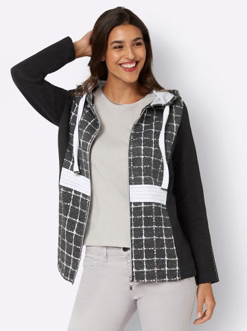 Sieh an! Sweatjacke in schwarz-ecru-gemustert