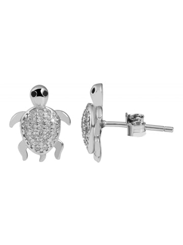 Adeliás Kinder Ohrstecker Schildkröte aus 925 Silber mit Zirkonia in silber