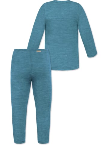 Normani Outdoor Sports Baby Merino Set Wollpullover und Unterhose in Blau