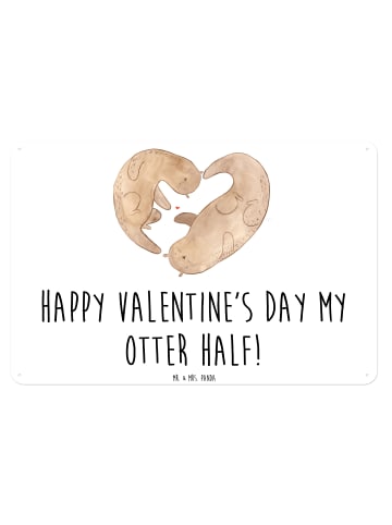 Mr. & Mrs. Panda Blechschild Otter Valentine mit Spruch in Weiß