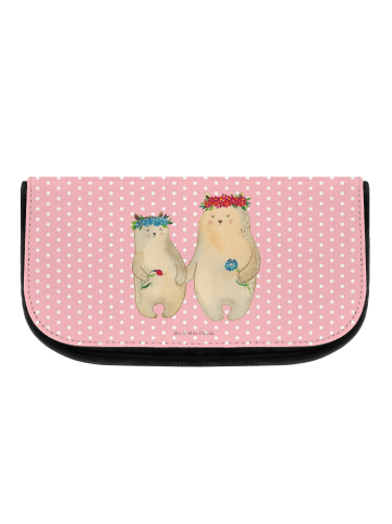 Mr. & Mrs. Panda Beautytasche Bären mit Blumenkranz ohne Spruch in Rot Pastell