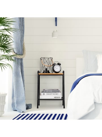 relaxdays Beistelltisch in Schwarz/ Braun - (B)35 x (H)48 x (T)29,5 cm