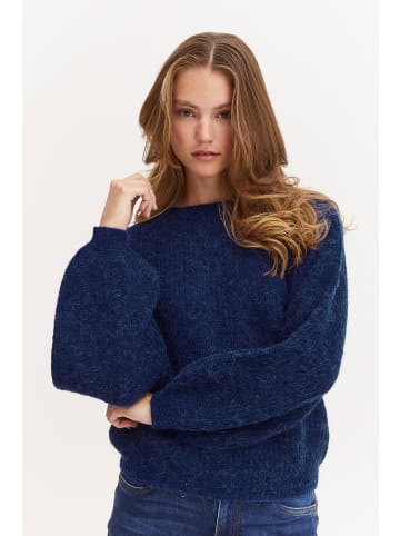 PULZ Jeans Strickpullover PZIRIS Boatneck Pullover 50206779 in blau