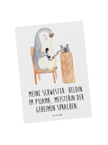 Mr. & Mrs. Panda bildkarte Schwester Heldin mit Spruch in Weiß