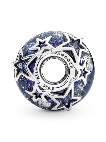 Pandora Silber Charm Murano Galaxienblau und Sterne
