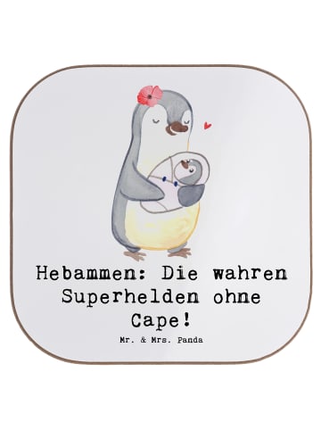 Mr. & Mrs. Panda Untersetzer für Gläser Hebamme Superheld mit Sp... in Weiß