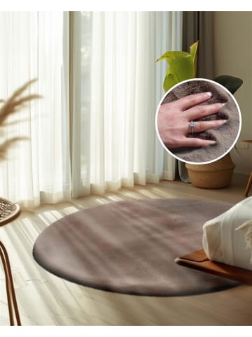 Qiyano Hochflorteppich Wanga in Taupe