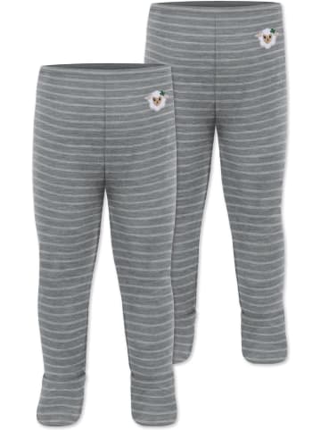 Normani Outdoor Sports Normani Outdoor Sports 2er Pack Baby Merino Hose mit Füßen in Grau gestreift