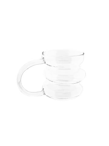 Almina 2er Trinkgläser Henkel 450ml im Bubble Design in Transparent in Schwarz