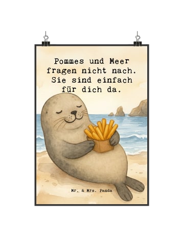 Mr. & Mrs. Panda Wandposter Robbe Pommes Design mit Spruch in Weiß