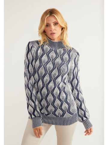 Usha Strick Pullover in Wollweiss Blau