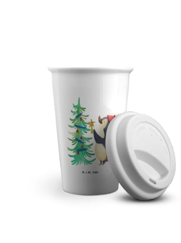 Mr. & Mrs. Panda Kaffeebecher Pinguin Weihnachtsbaum ohne Spruch in Weiß