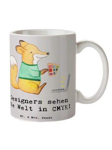 Mr. & Mrs. Panda Tasse CMYK Designer mit Spruch in Grau Pastell