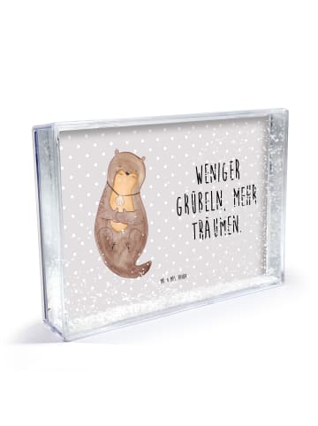 Mr. & Mrs. Panda Glücksbringer Otter Muschel mit Spruch in Grau Pastell