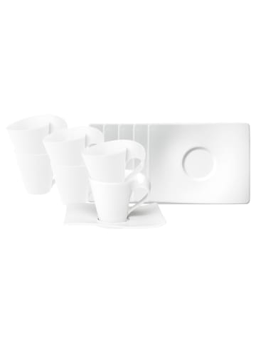 Villeroy & Boch 6er Set Kaffeetassen mit Untertassen NewWave in Weiß 200 ml in weiß
