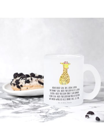 Mr. & Mrs. Panda Glas Giraffe Blumenkranz mit Spruch in Transparent