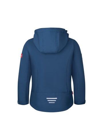 Trollkids Softshell-Jacke "Preikestolen" in Mystik Blau/Stahlblau/Dunkelorange