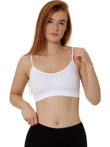 Yenita® Spaghetti Bustier 3er Set Seamless - Sport BH in weiss