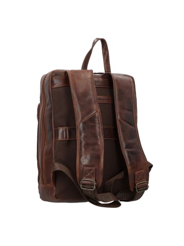 Greenburry Rugged Business-Rucksack Leder 39 cm Laptopfach in brown