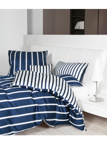 Janine Baumwoll Bettwäsche Modernclassic Streifenlook in nachtschatten